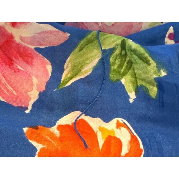 Lauren Ralph Lauren Women's Silk Ruffle Collar Floral Button Front Dress Blue 14 - Picture 6 of 8